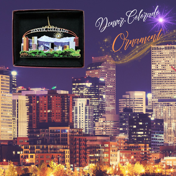 Denver Colorado Brass Ornament City Skyline Rocky Mountains - Picture 4 of 6